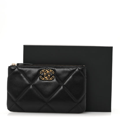 Chanel Lambskin Quilted Small Chanel 19 Pouch Black 11 of 11