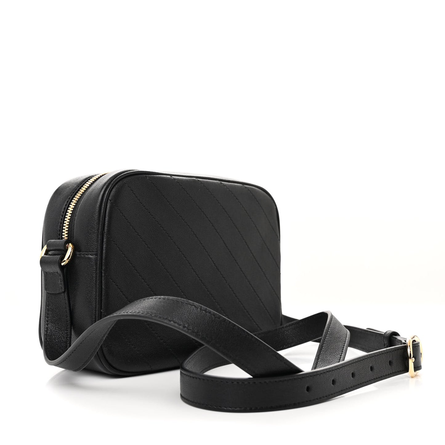 Sakai Be Green Calfskin Diagonal Stitched Small Blondie Shoulder Bag Black