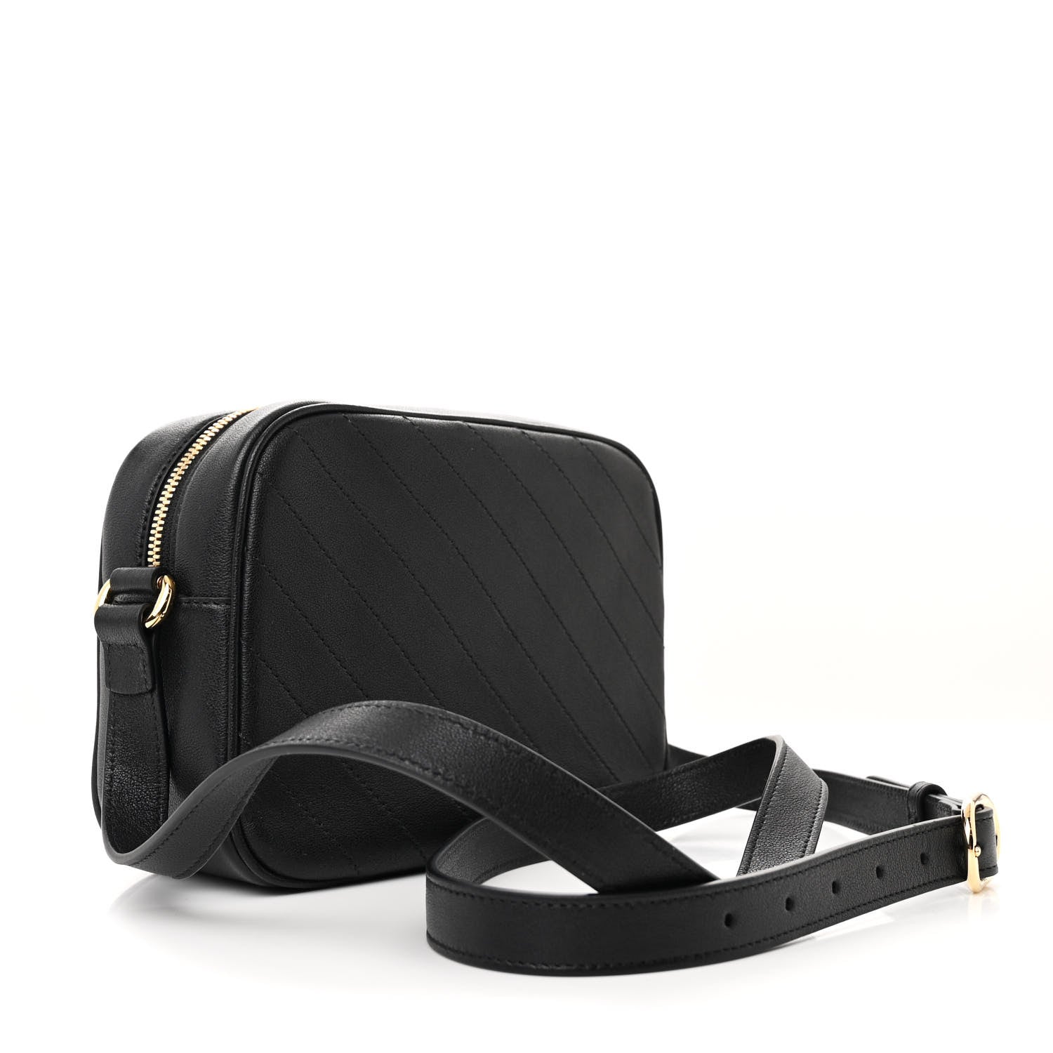Gucci Sakai Be Green Calfskin Diagonal Stitched Small Blondie Shoulder Bag Black 3 of 10