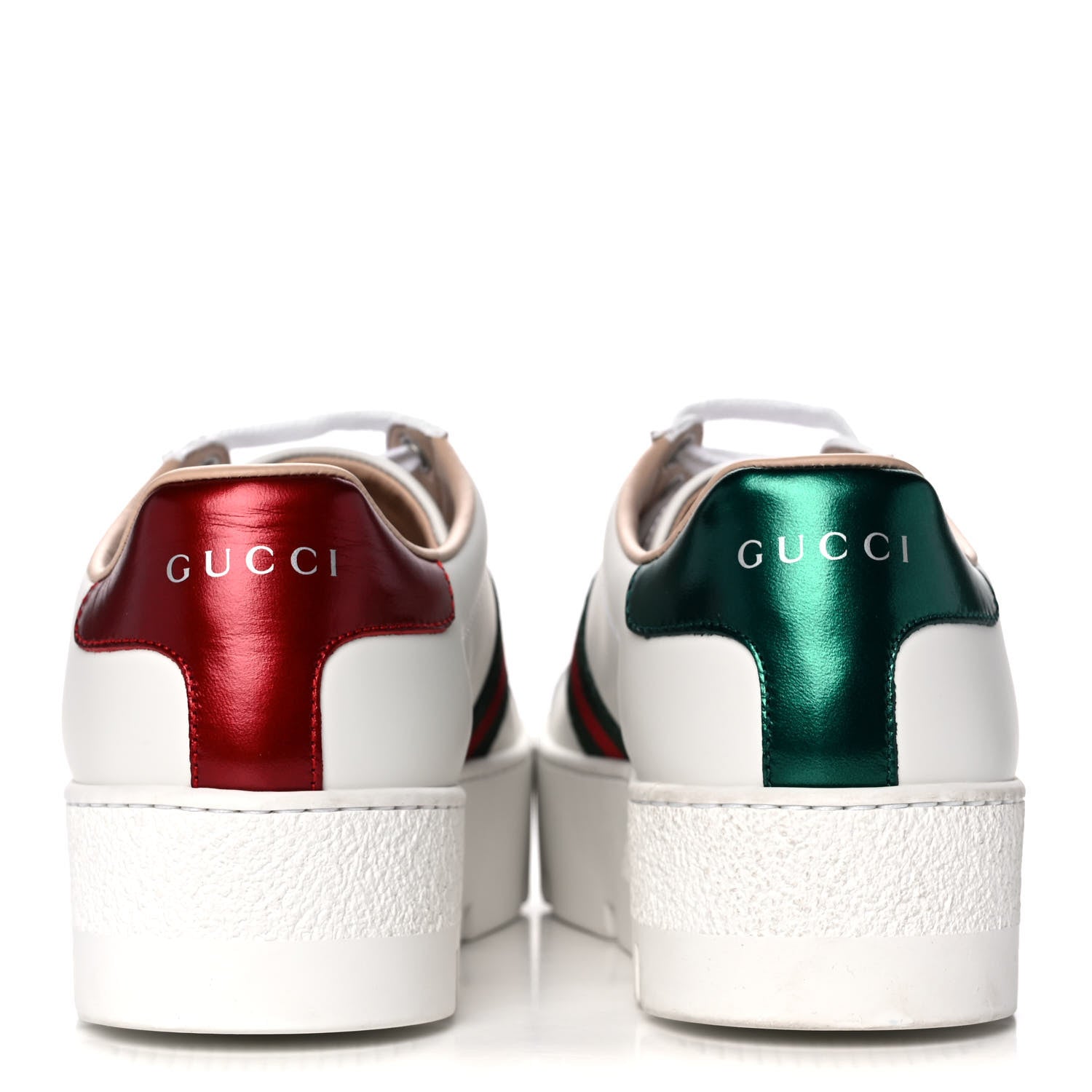 Gucci Calfskin Web Bee Embroidered Womens Ace Platform Sneakers 36 White 5 of 10