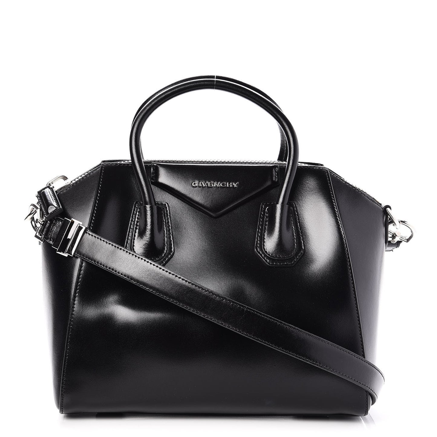 Shiny Lord Calfskin Small Antigona Black