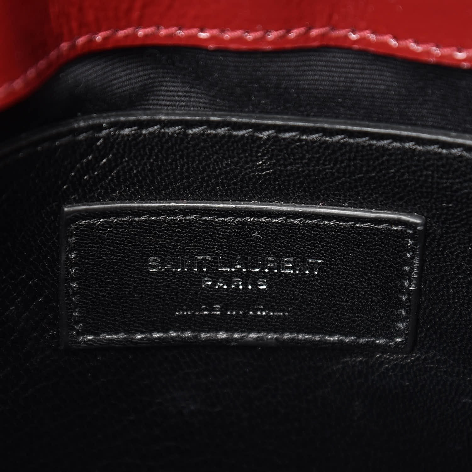 Saint Laurent Patent Y Quilted Monogram Small Loulou Chain Satchel Burgundy 7 of 7