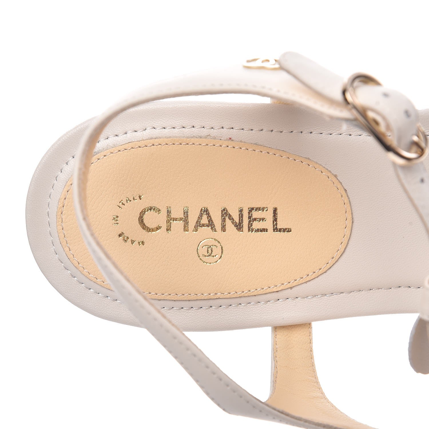 Chanel Calfskin Camellia Thong Sandals 40 White 7 of 8