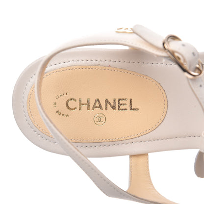 Chanel Calfskin Camellia Thong Sandals 40 White 7 of 8