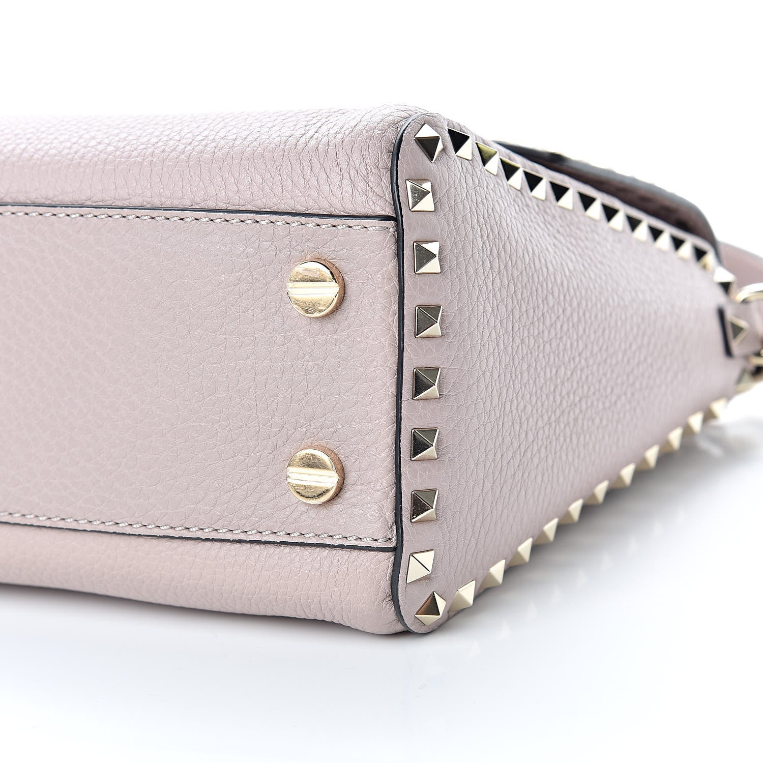 Valentino Garavani Pebbled Calfskin Rockstud Top Handle Shoulder Bag Poudre 10 of 11
