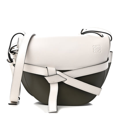 Loewe Calfskin Small Gate Crossbody Bag Khaki Green Soft White 1 of 4
