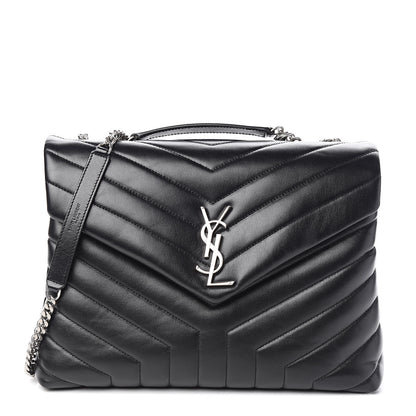 Saint Laurent Calfskin Y Quilted Monogram Medium Loulou Chain Satchel Black 1 of 12