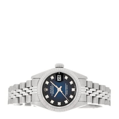 Rolex Stainless Steel 18K White Gold Diamond 26mm Oyster Perpetual Datejust Watch Blue Gradient 69174 2 of 4