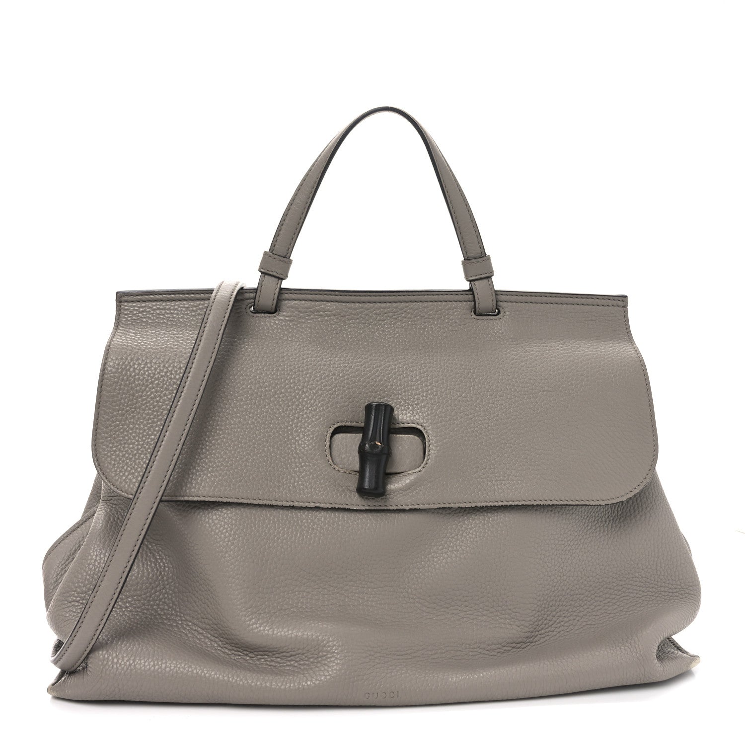 Gucci Cellarius Calfskin Large Bamboo Daily Top Handle Bag Storm Grey 1 of 9