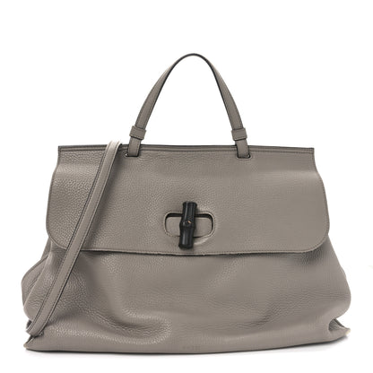 Gucci Cellarius Calfskin Large Bamboo Daily Top Handle Bag Storm Grey 1 of 9