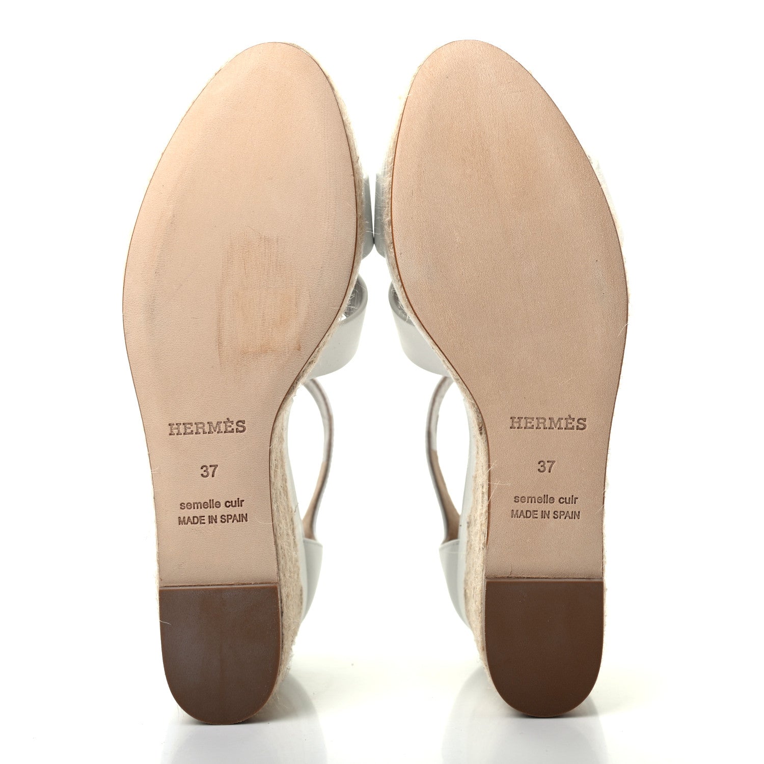 Hermes Goatskin Doll 60 Espadrille Wedge Sandals 37 White 5 of 8