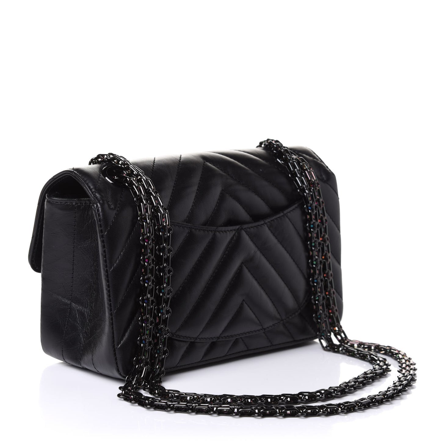 Aged Calfskin Chevron Quilted 2.55 Reissue Mini Flap So Black