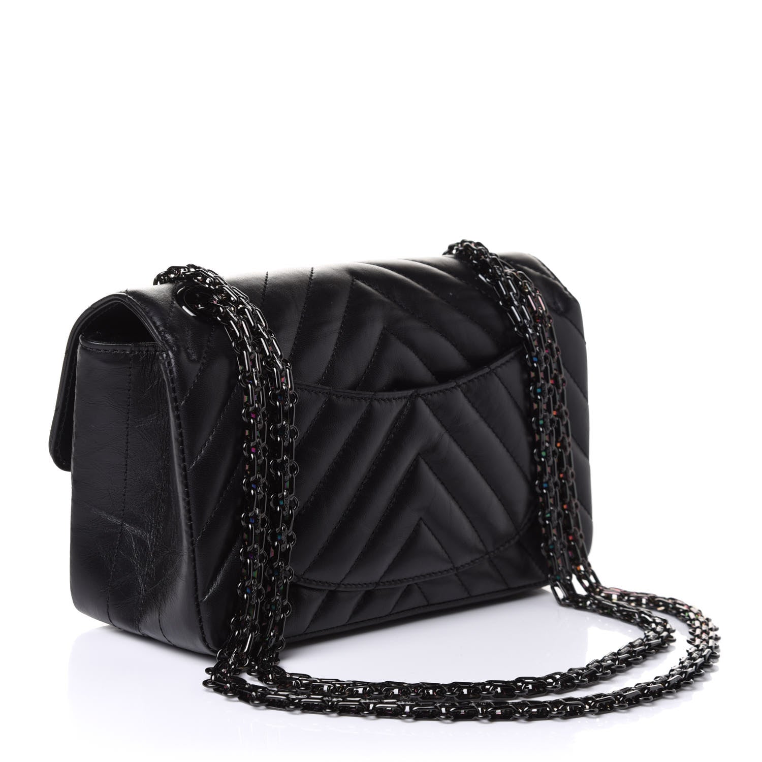 Chanel Aged Calfskin Chevron Quilted 2.55 Reissue Mini Flap So Black 3 of 11
