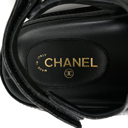 Chanel Grained Calfskin Velcro Dad Sandals 37.5 Black 7 of 9