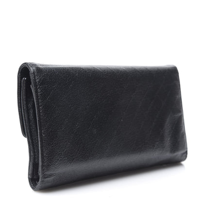 Chanel Calfskin Diamond Embossed Long Flap Wallet Black 2 of 10
