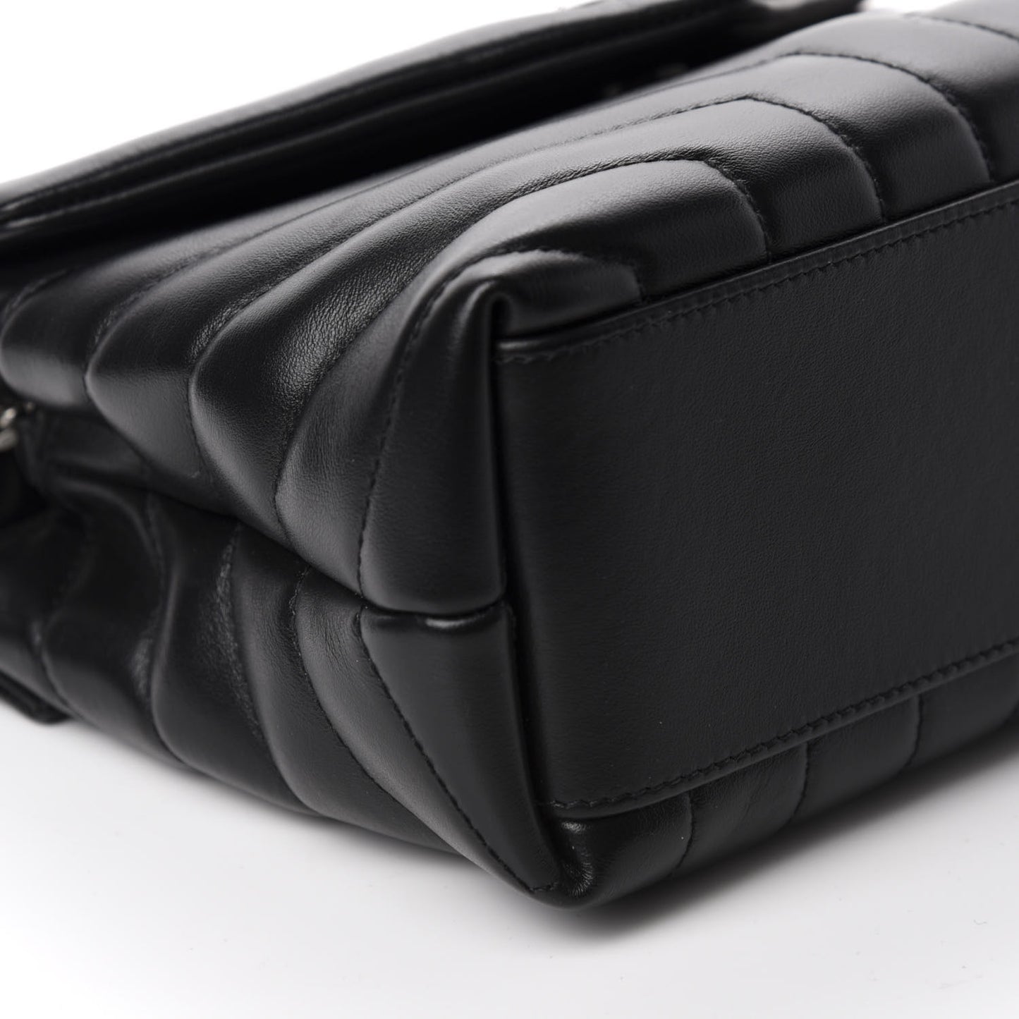 Calfskin Y Quilted Monogram Small Loulou Chain Satchel Black