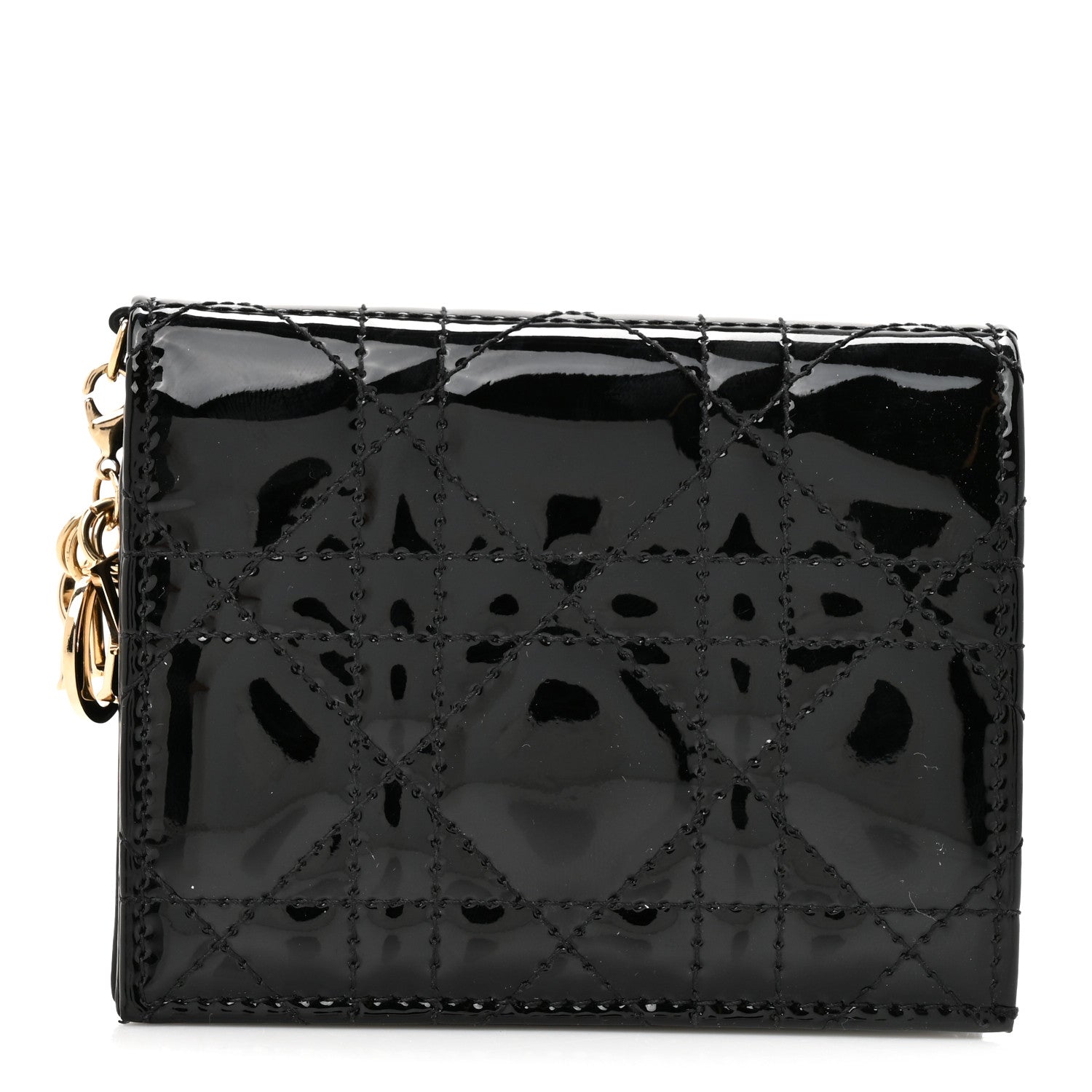 Christian Dior Patent Cannage Small Lady Dior Flap Card Holder Black 1 of 8