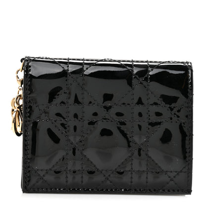 Christian Dior Patent Cannage Small Lady Dior Flap Card Holder Black 1 of 8