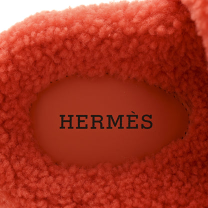 Hermes Woolskin Womens Chypre Sandals 37 Orange 8 of 9