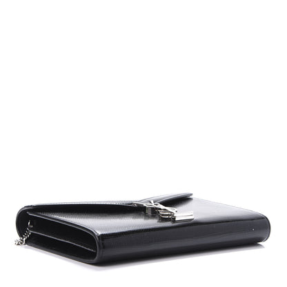 Saint Laurent Calfskin Lizard Embossed Monogram Cassandra Chain Wallet Black 4 of 9