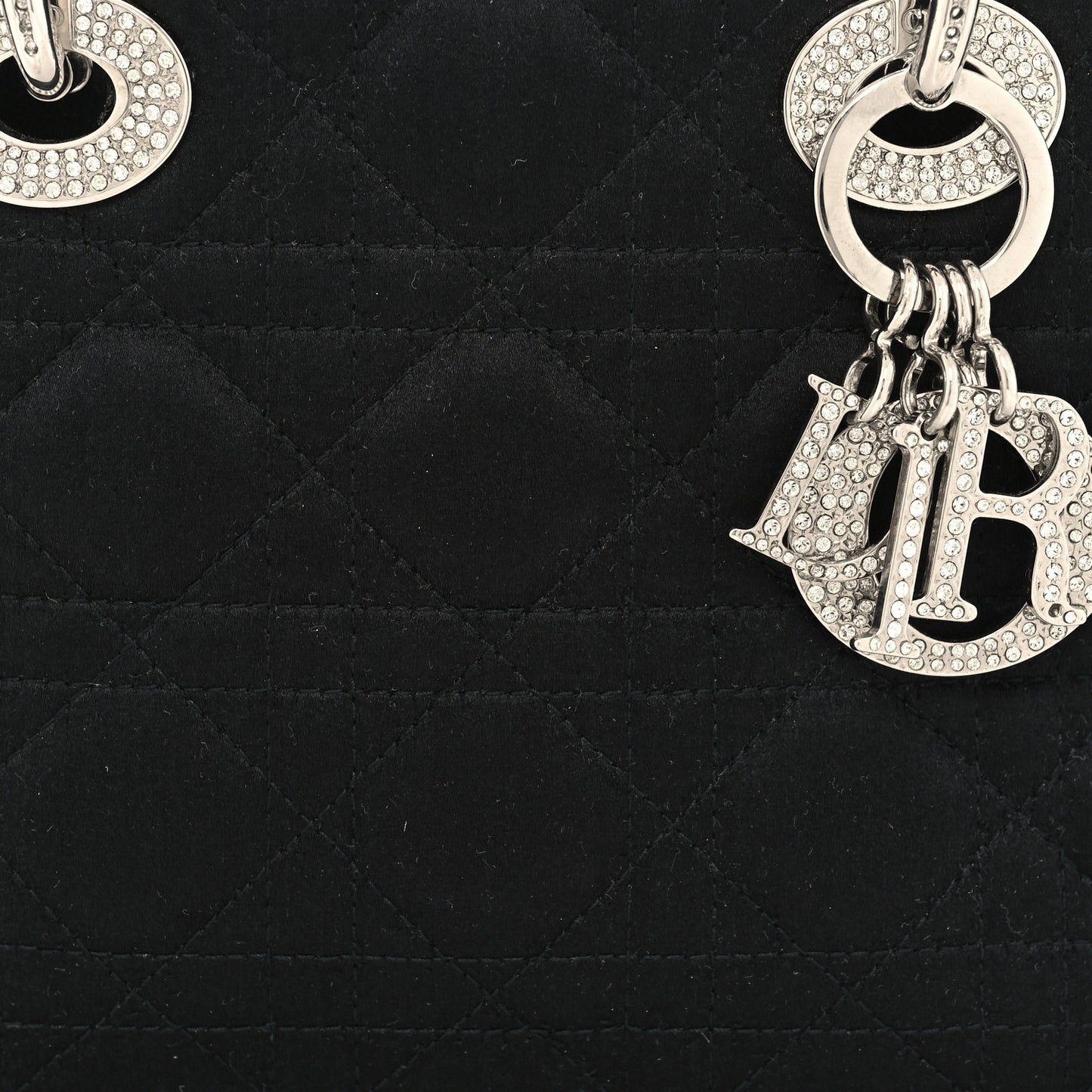 Satin Swarovski Crystal Cannage Mini Lady Dior Black
