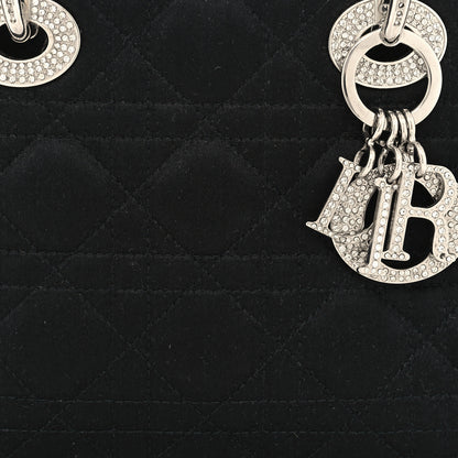 Christian Dior Satin Swarovski Crystal Cannage Mini Lady Dior Black 8 of 12