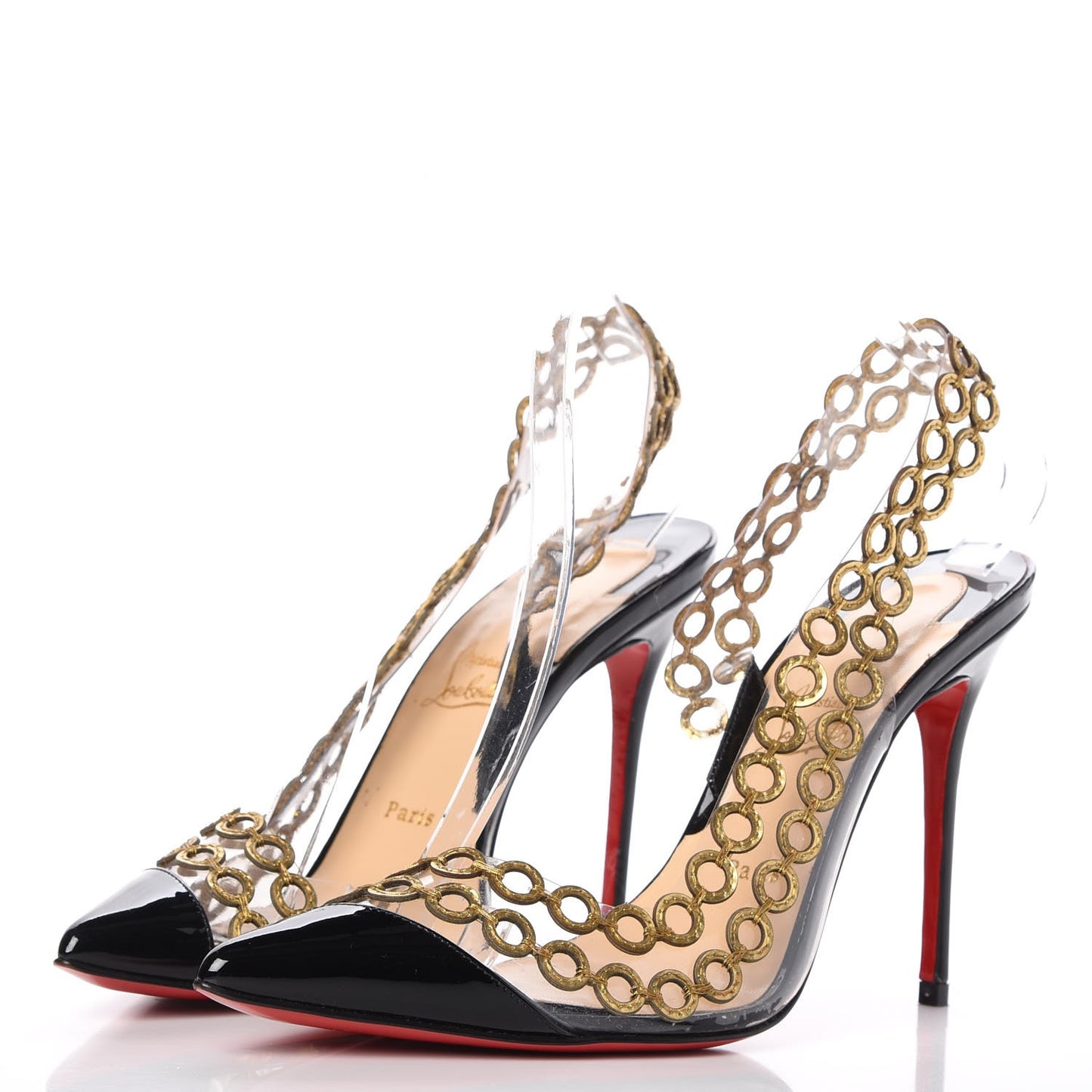Patent PVC Malaika Half Dorsay 120 Pumps 37.5 Black Gold