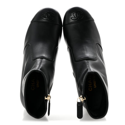Chanel Stretch Lambskin Cap Toe CC Uniform Short Boots 35 Black 2 of 10