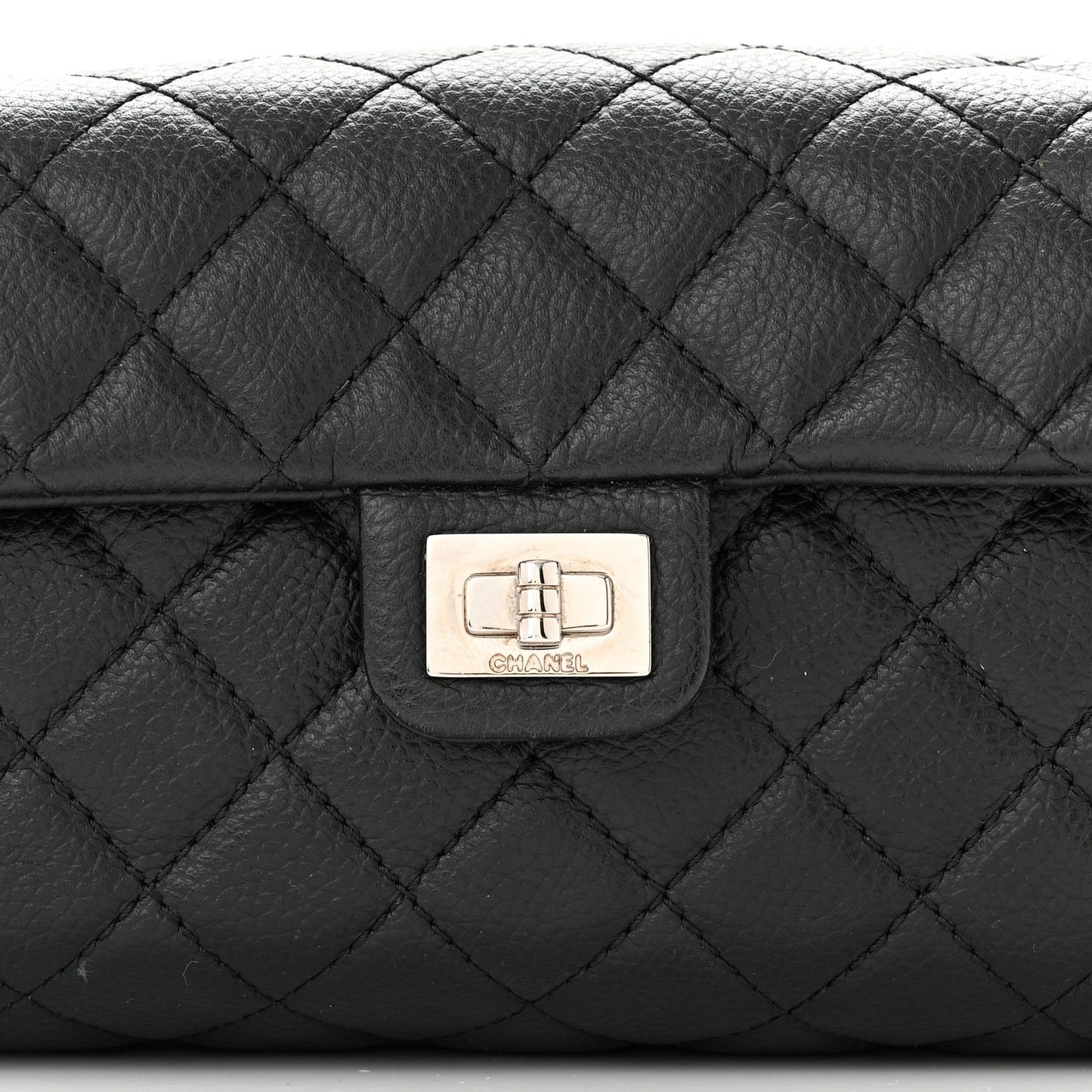 Grained Calfskin Quilted 2.55 Reissue Flap Belt Bag Clutch Black