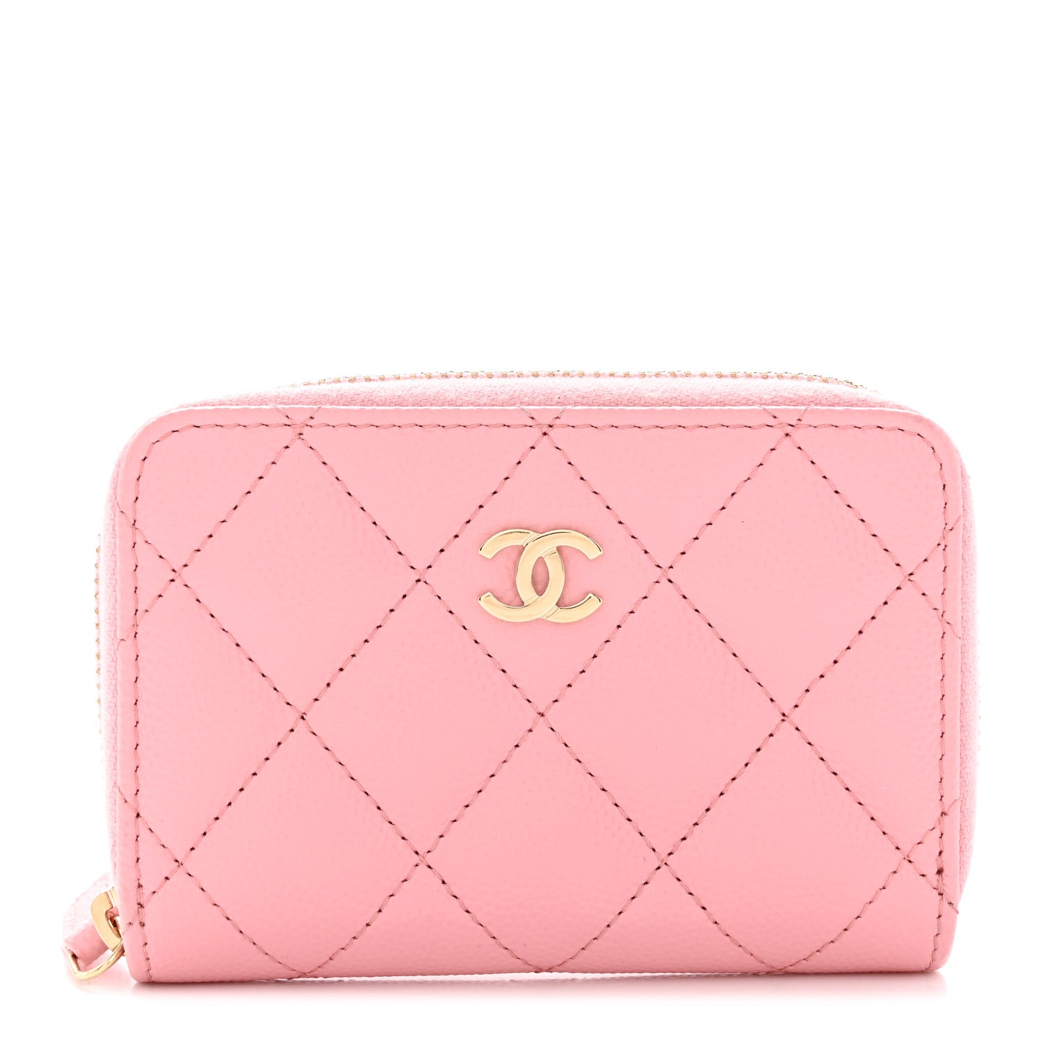 Chanel Caviar Quilted Zip Coin Purse Pink 1 of 10
