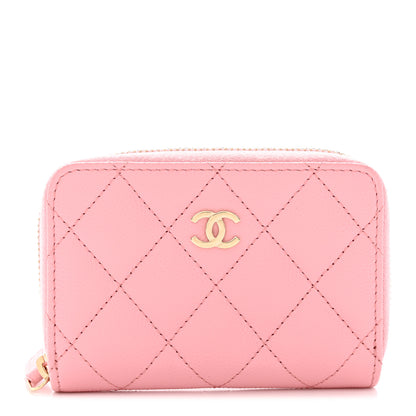 Chanel Caviar Quilted Zip Coin Purse Pink 1 of 10