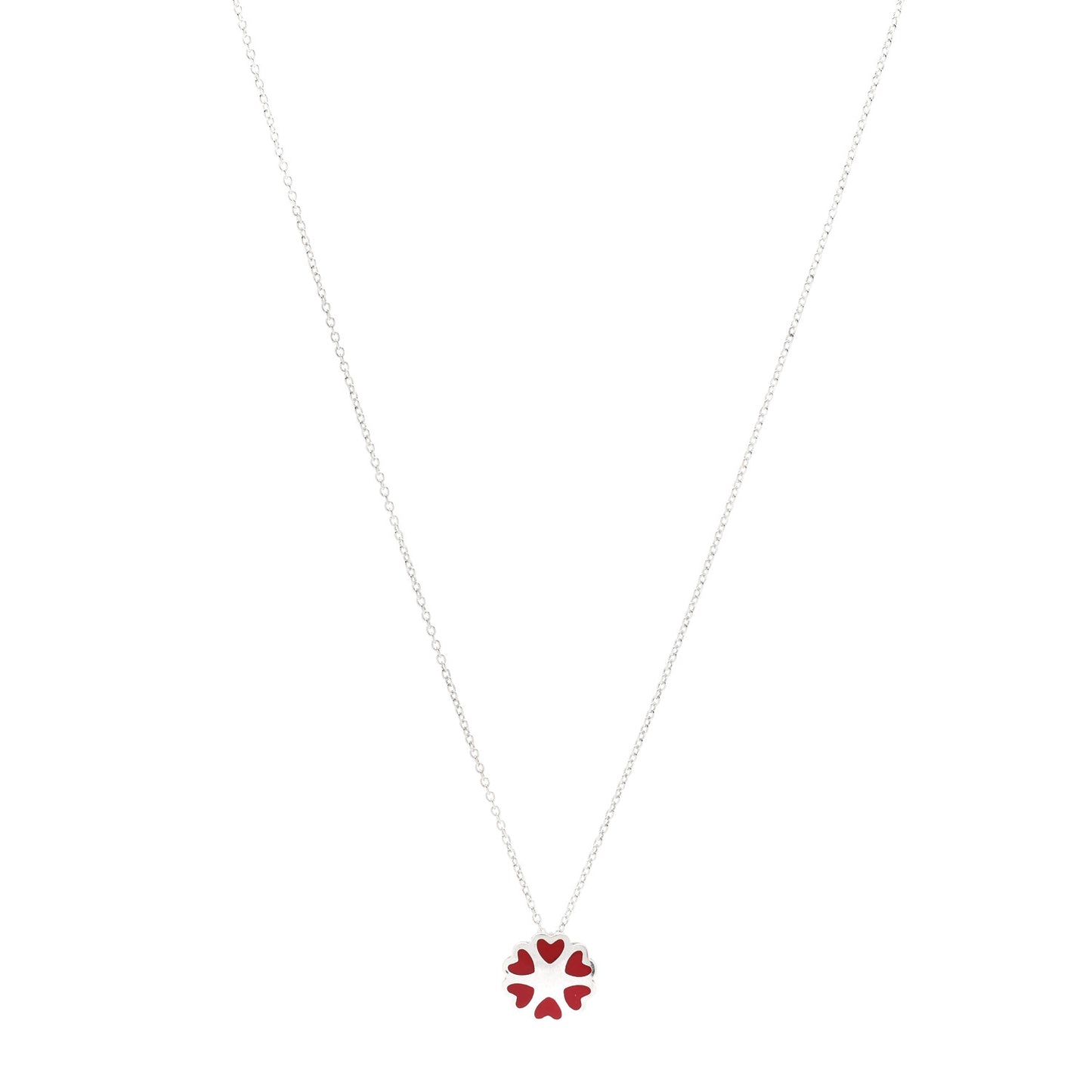 Sterling Silver Enamel Paloma Picasso Crown of Hearts Pendant Necklace Red