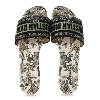 Christian Dior Canvas Embroidered Butterfly Dway Mules Slide Sandals 39 Green 2 of 10