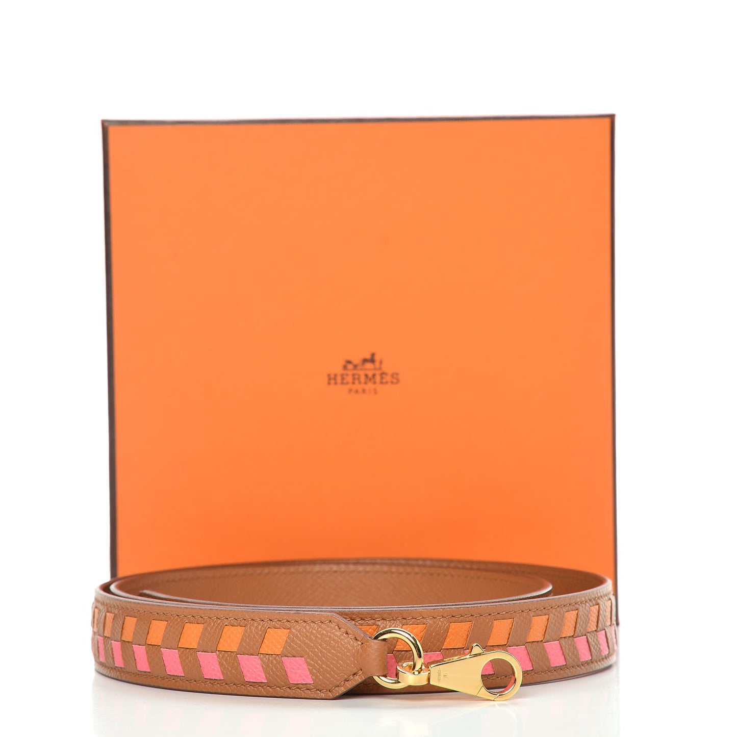 Epsom 25mm Tressage Shoulder Strap Abricot Rose Azalee Gold