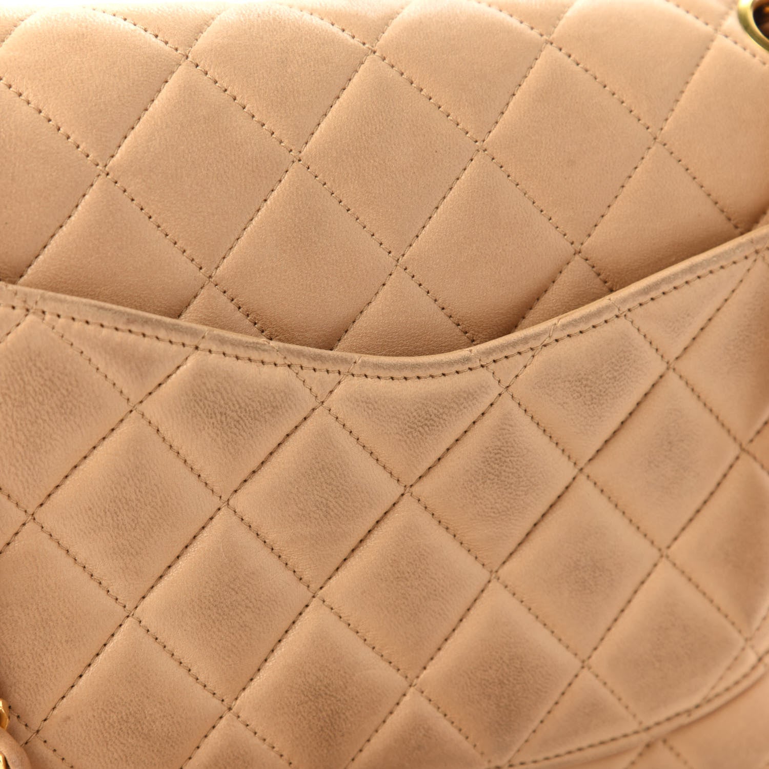 Chanel Lambskin Quilted Small Double Flap Beige 13 of 14