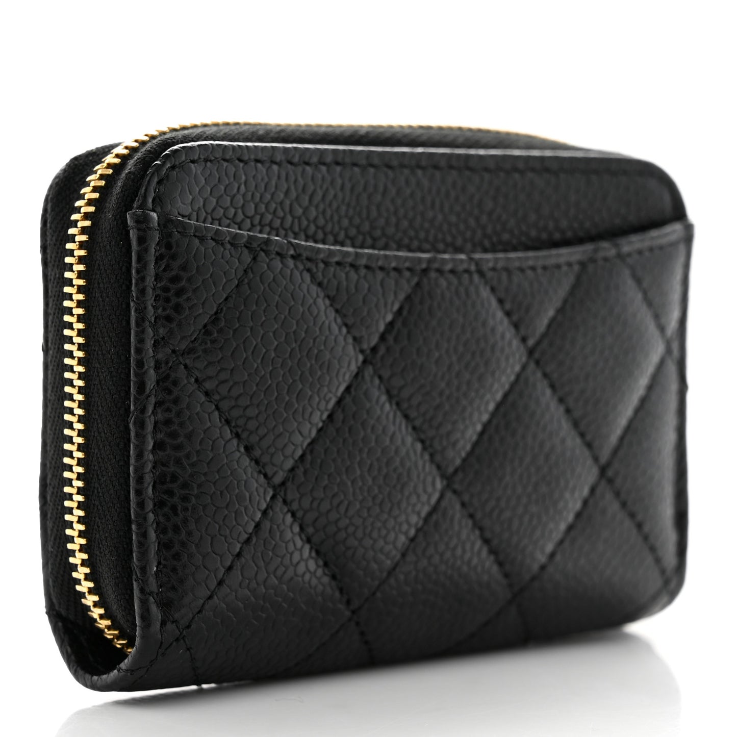 Caviar Quilted Zip Coin Purse Black