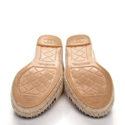 Chanel Lambskin CC Espadrilles 37 Beige Black 5 of 10