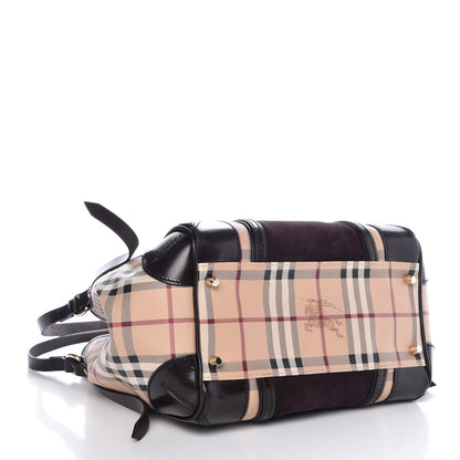 Burberry Suede Haymarket Check Colorblock Small Canterbury Tote Plum 4 of 12