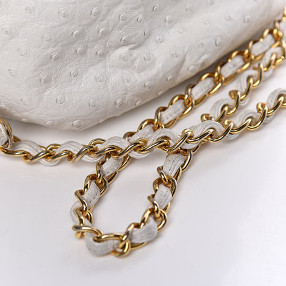 Chanel Ostrich Drawstring Pouch Bag White 16 of 18