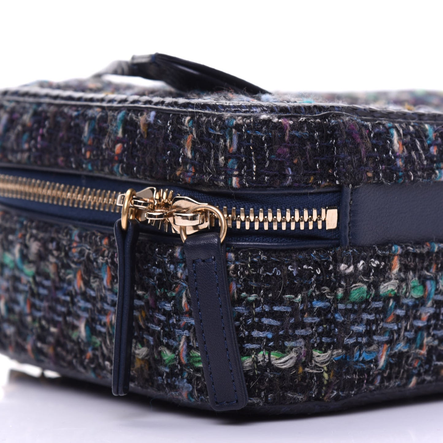 Tweed Snakeskin Quilted Medium CC Filigree Vanity Case Dark Navy