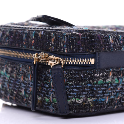 Chanel Tweed Snakeskin Quilted Medium CC Filigree Vanity Case Dark Navy 6 of 19