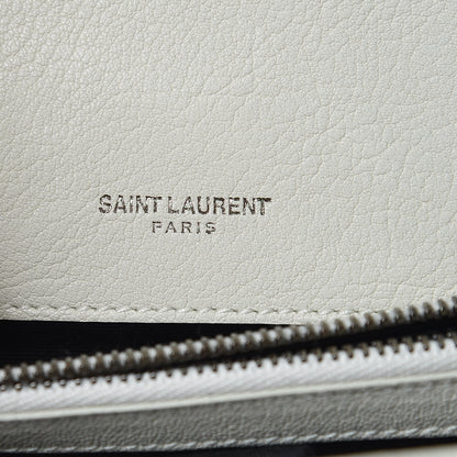 Saint Laurent Sheepskin Matelasse Chevron Monogram Medium College Bag Dove White 6 of 9