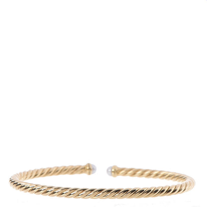 David Yurman 18K Yellow Gold Pearl 4mm Cablespira Bracelet 5 of 5