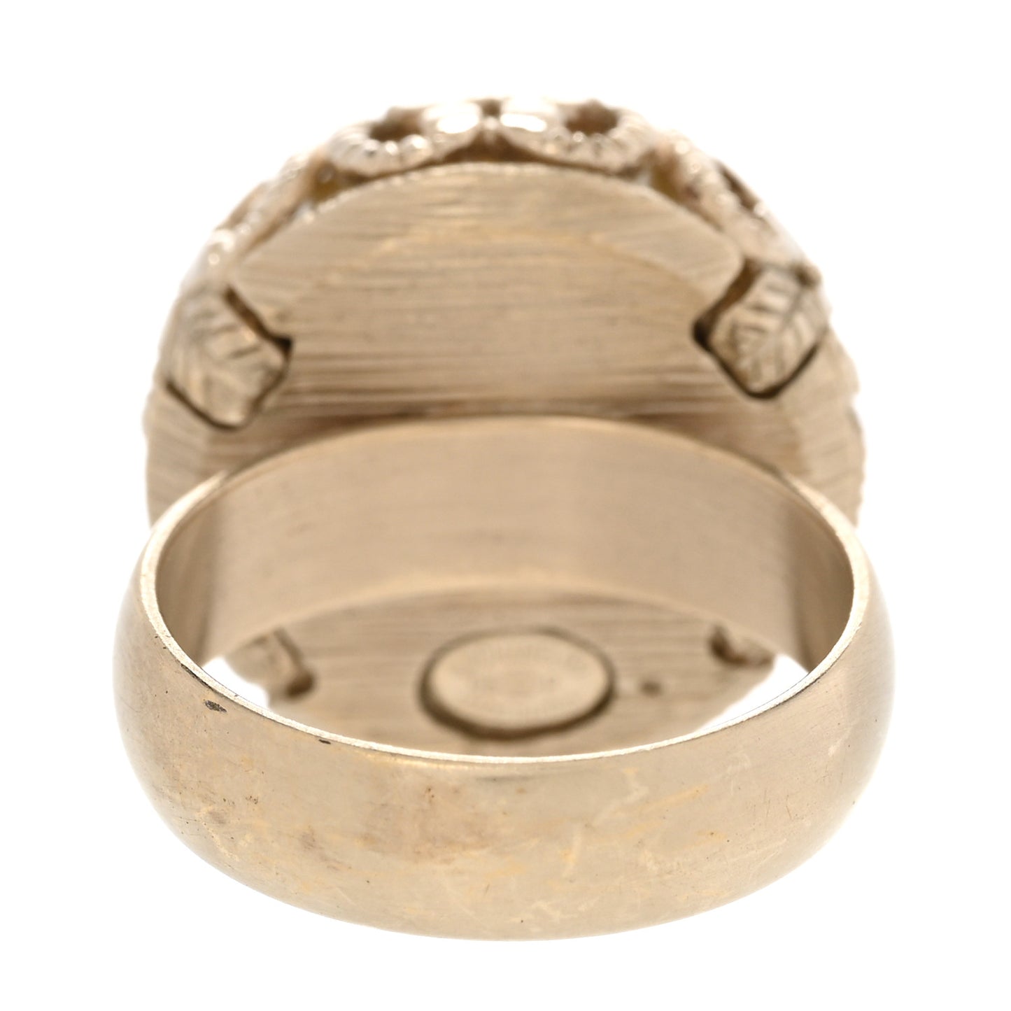 Metal Pearl Lucky Symbols Ring 53 6.5 Gold Pearly White