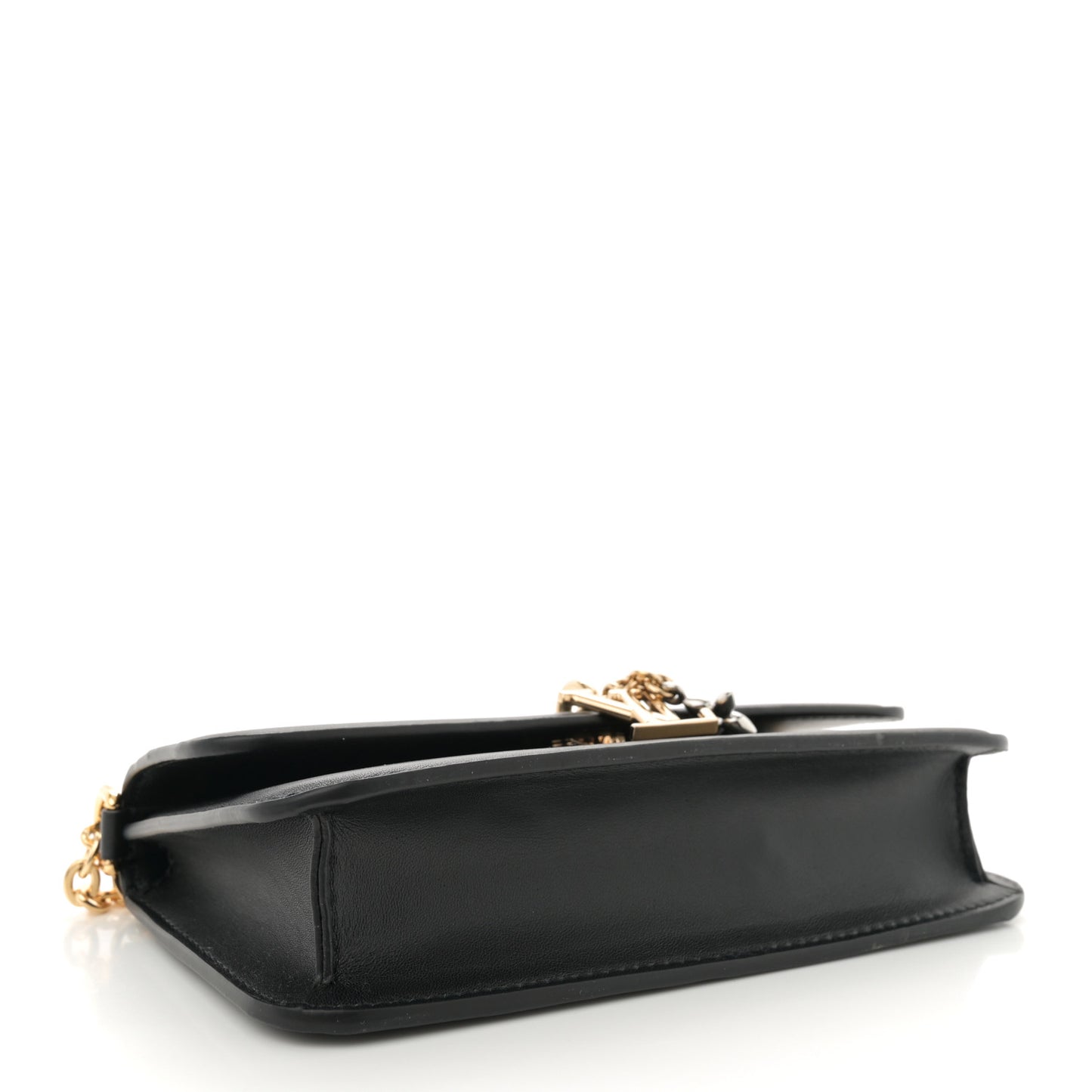 Calfskin LV Bloom Wallet On Chain Black