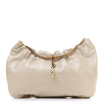 Saint Laurent Calfskin Pac Pac Ruched Hobo Winter White 1 of 10