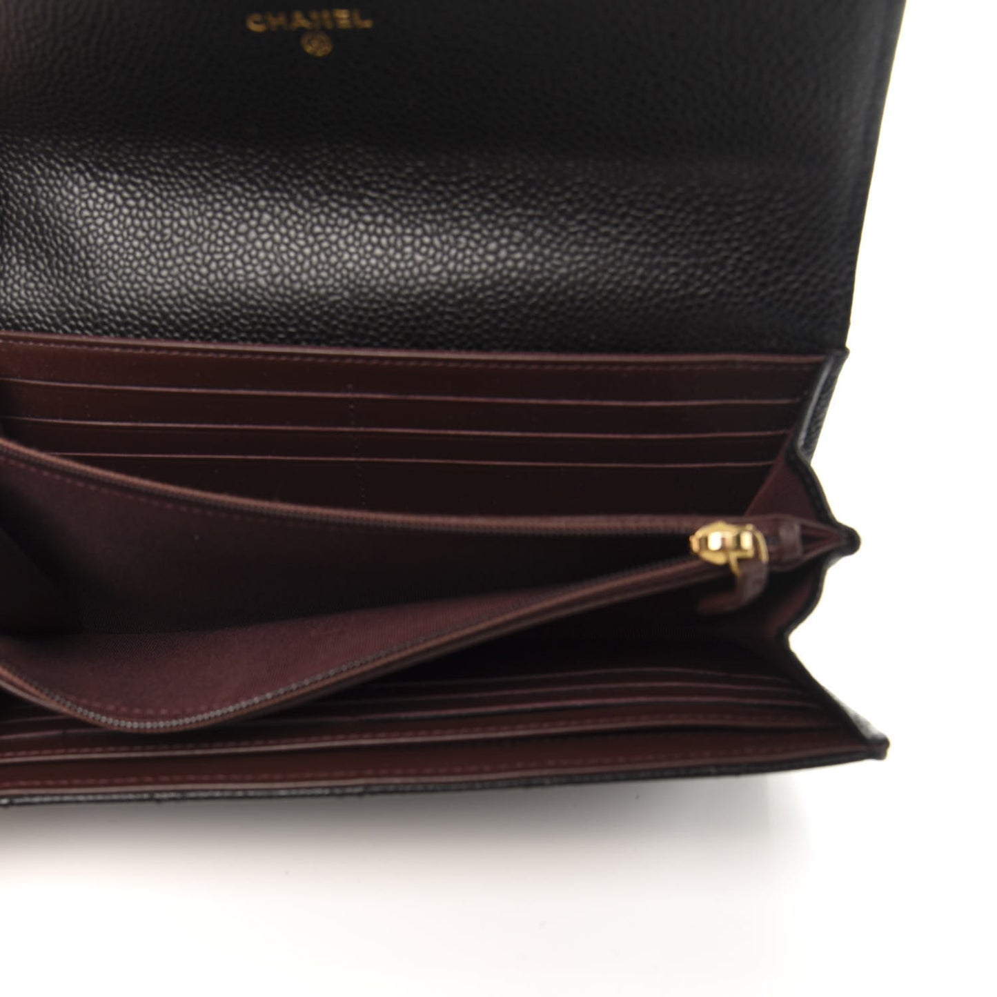 Caviar Quilted Large Gusset Flap Wallet Black