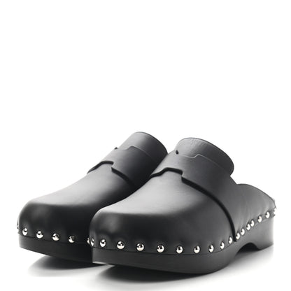 Hermes Calfskin Calya Mules 38 Black 3 of 7