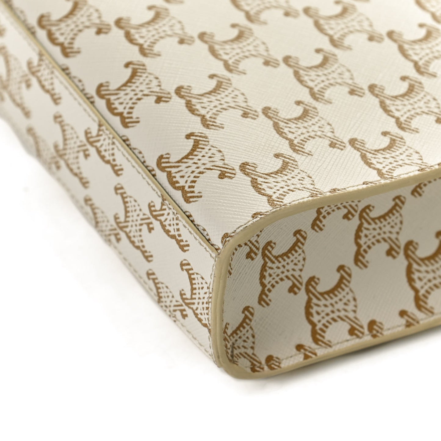 Triomphe Canvas Calfskin Mini Vertical Cabas White