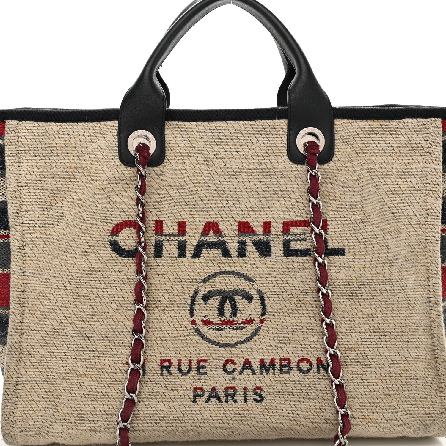 Chanel Striped Canvas Medium Deauville Tote Beige 9 of 14